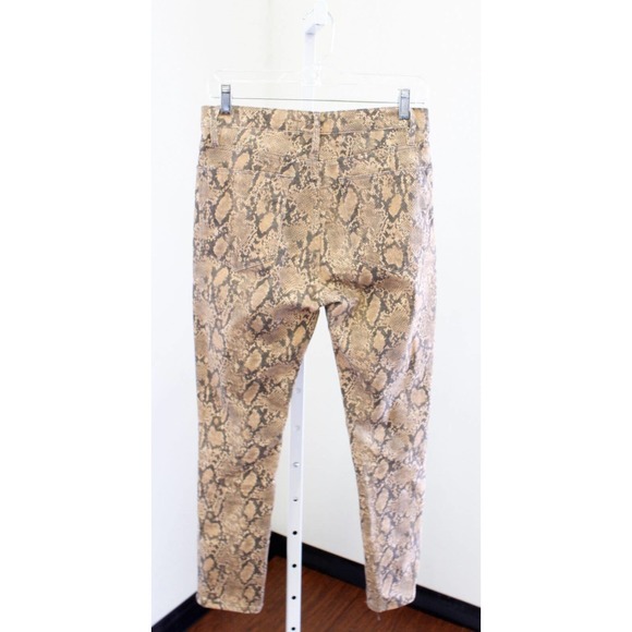 FRAME Le High Coated Snakeskin Python Print Skinny Crop Jeans Size 27 Tan - Picture 10 of 10